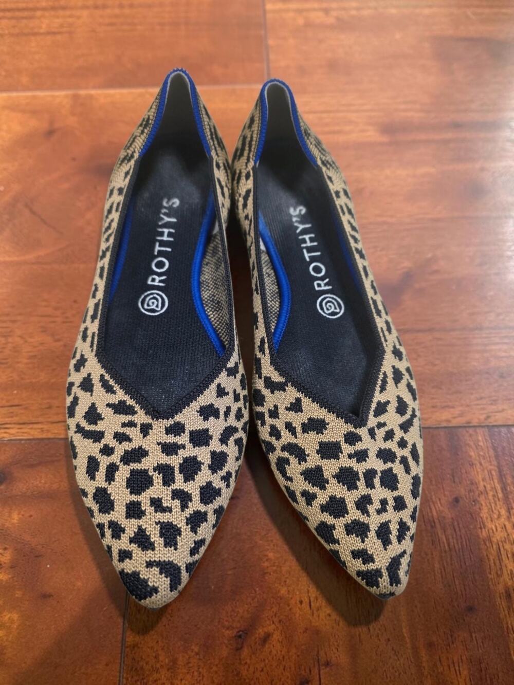 Rothy’s The Point Women’s 9 Leopard Cheetah Animal Print Knit Pointed Toe Flats